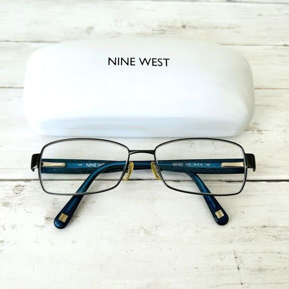 Nine West Accessories - NINE WEST NW 1021 Full Frame Wire Eyeglasses 54015 135 Blue w/Case